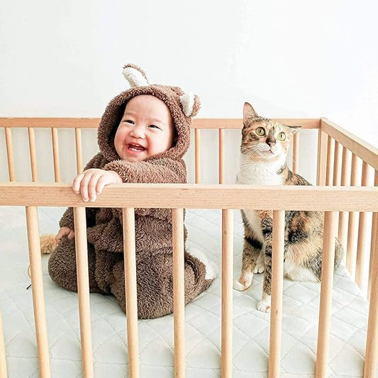 M&A Cot Mattress 95 x 65 x 5cm Travel Fully Breathable/Removable Anti Allergenic Quilted Cover - Toddler Bedding Nursery Protector