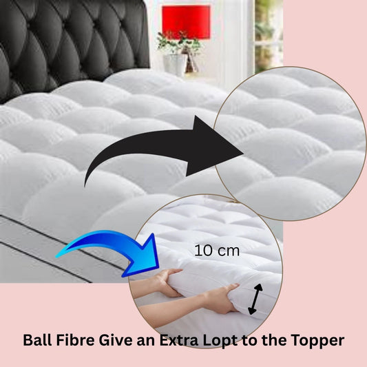 Mattress Topper 10cm Deep Thick Hotel Quality Box Stitched Ball Fiber UK Sizes