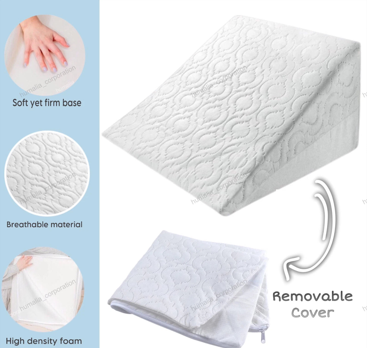 Wedge Pillow Bed Rest Cushion Back Leg Support UK Foam Acid Reflux Orthopaedic