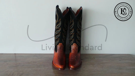 Men's Shoes Handmade Cowboy Snake Print Leather Western Ankle Men Dress Boots