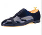 Men's Handmade Genuine Leather Midnight Navy Blue Lace-up Formal Dress Shoes