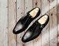 Premium Quality Black Leather Single Monk Strap Brogue Party Wear Shoes