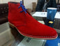 Men's Shoes Handmade Leather Red Suede Chukka Lace Up Formal Wear Casual Shoes