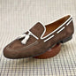 Brown Leather Shoes Handmade Formal Apron Toe Suede Tassel Loafer Slip Ons