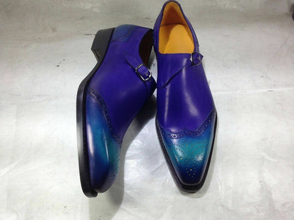 Men's Shoes Handmade Single Strap Smart Casual Formal Oxford Slip on Dress Shoes