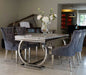 Marble Dining Table with 6 Charis Set Gloss Finish 1.8m Grey Mirrored Lion Head