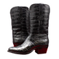 Men's Shoes Handmade Leather Handcrafted American Alligator Cowboy Black Matte