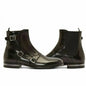 Men's Shoes Handmade Black Monk Triple Buckle Straps Derby Toe High Ankle Boots