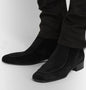 Formal Shoes Men Black Suede Leather Monk Strap Chelsea Zipper Boots