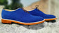 Men's Shoes Handmade Leather Royal Blue Suede Lace Up Formal Dress Casual Boots