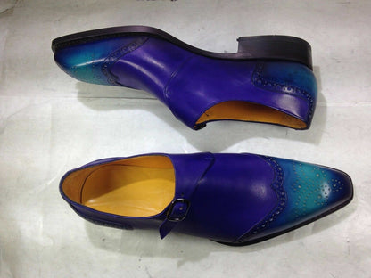 Men's Shoes Handmade Single Strap Smart Casual Formal Oxford Slip on Dress Shoes