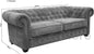 Chesterfield Style Sofa 3 Seater Armchair Grey Fabric solid wood for living room