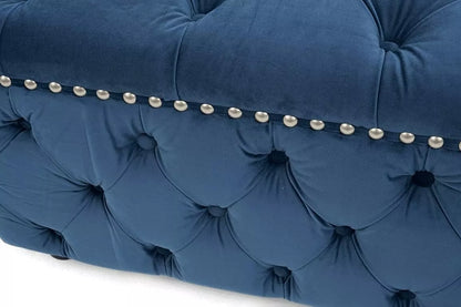 Blue Velvet Square Shape Footstool (80cm x 80cm x 42cm)