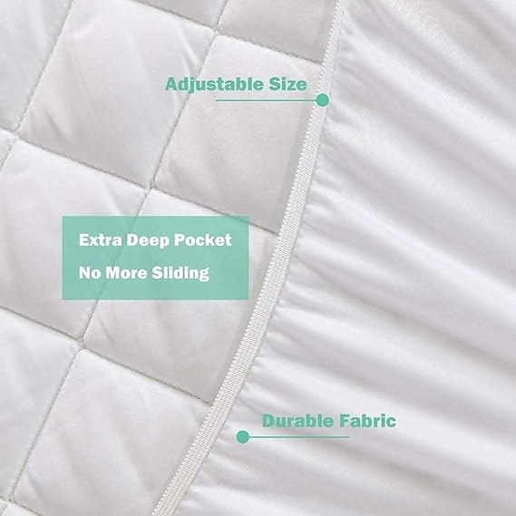 Quilted Waterproof Mattress Protector – Microfibre 85 GSM Cover & Hollowfibre Fill, TPU 100% Waterproof, Breathable & Noiseless – Deep Fit 30cm – Dust-Mite Resistant – White | Double Size