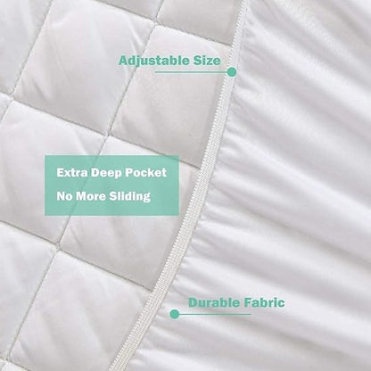 Quilted Waterproof Mattress Protector – Microfibre 85 GSM Cover & Hollowfibre Fill, TPU 100% Waterproof, Breathable & Noiseless – Deep Fit 30cm – Dust-Mite Resistant – White | Double Size