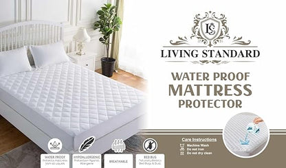 Quilted Waterproof Mattress Protector – Microfibre 85 GSM Cover & Hollowfibre Fill, TPU 100% Waterproof, Breathable & Noiseless – Deep Fit 30cm – Dust-Mite Resistant – White | Double Size