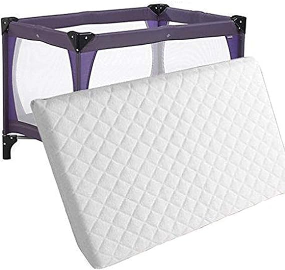 M&A STYLE Travel Cot Mattress - Fully Breathable/Removable Anti Allergenic Quilted Cover - Toddler Bedding Nursery Protector (95cm x 65cm x 10cm)