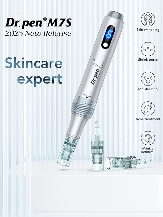 Dr.pen Microneedling Pen Derma Pen: Dr Pen 2025 Newest Model M7S Professional Microneedle Kit with 12 Cartridges 16Pin 24Pin 36Pin 6-Speed Type-C Rechargeable for Skin Facial Body Care Hair Growth