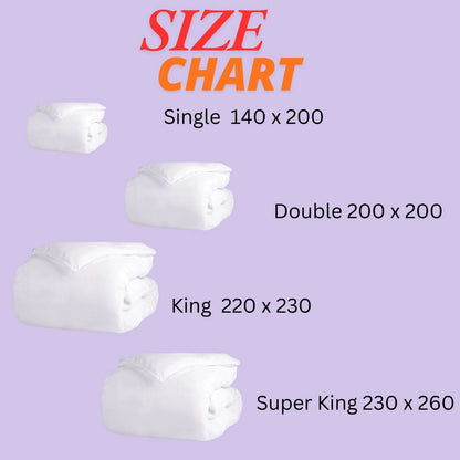 13.5 Tog Duvet Quilt Winter Microfiber 10% Extra Fill Box Stitched Hotel Quality