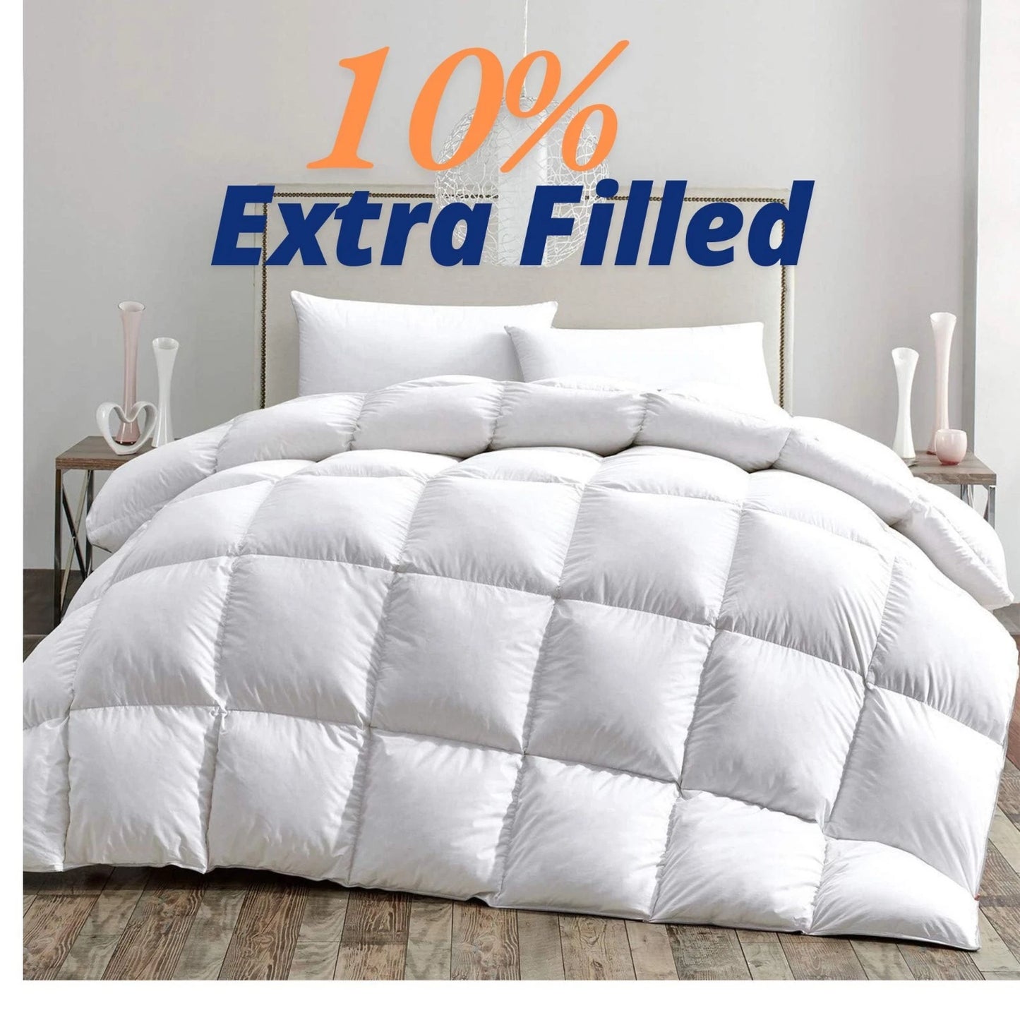Hotel Quality 13.5 Tog Duvet Quilted Microfibre 10% Extra Fill Box Stitch Single