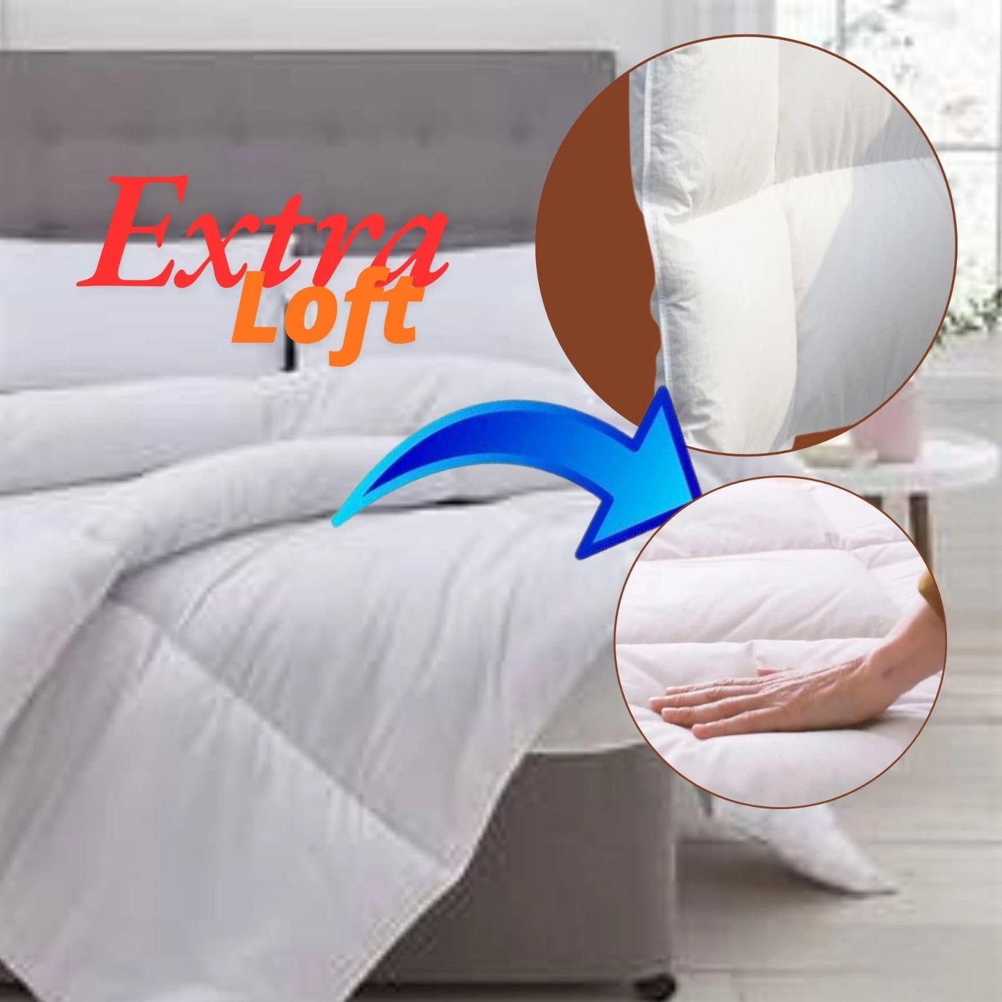 Hotel Quality 13.5 Tog Duvet Quilted Microfibre 10% Extra Fill Box Stitch Single