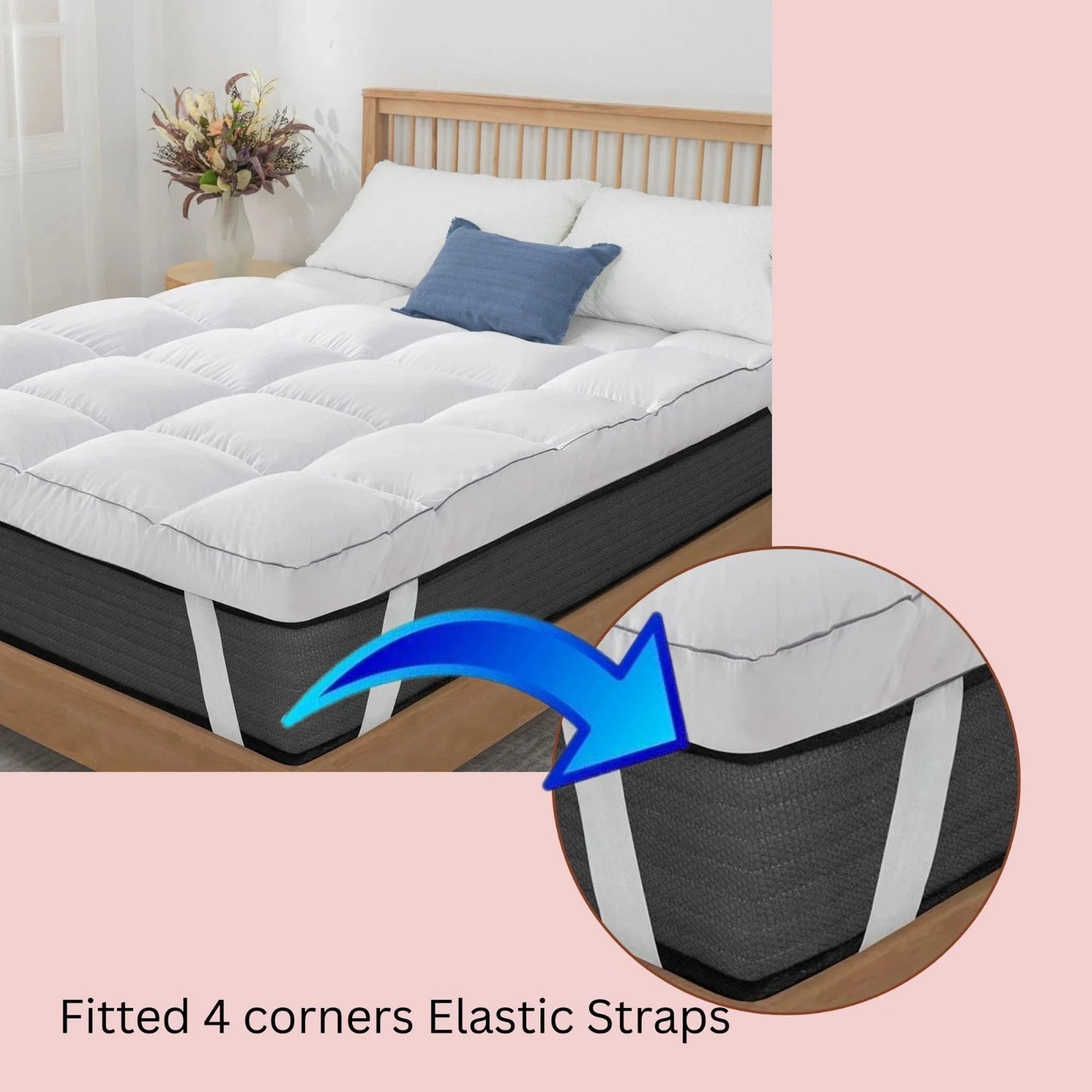 Mattress Topper 10cm Deep Thick Hotel Quality Box Stitched Ball Fiber UK Sizes