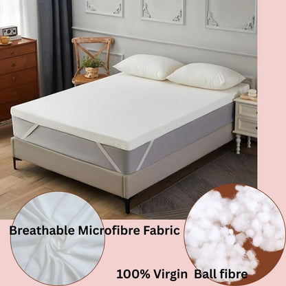 Mattress Topper 10cm Deep Thick Hotel Quality Box Stitched Ball Fiber UK Sizes