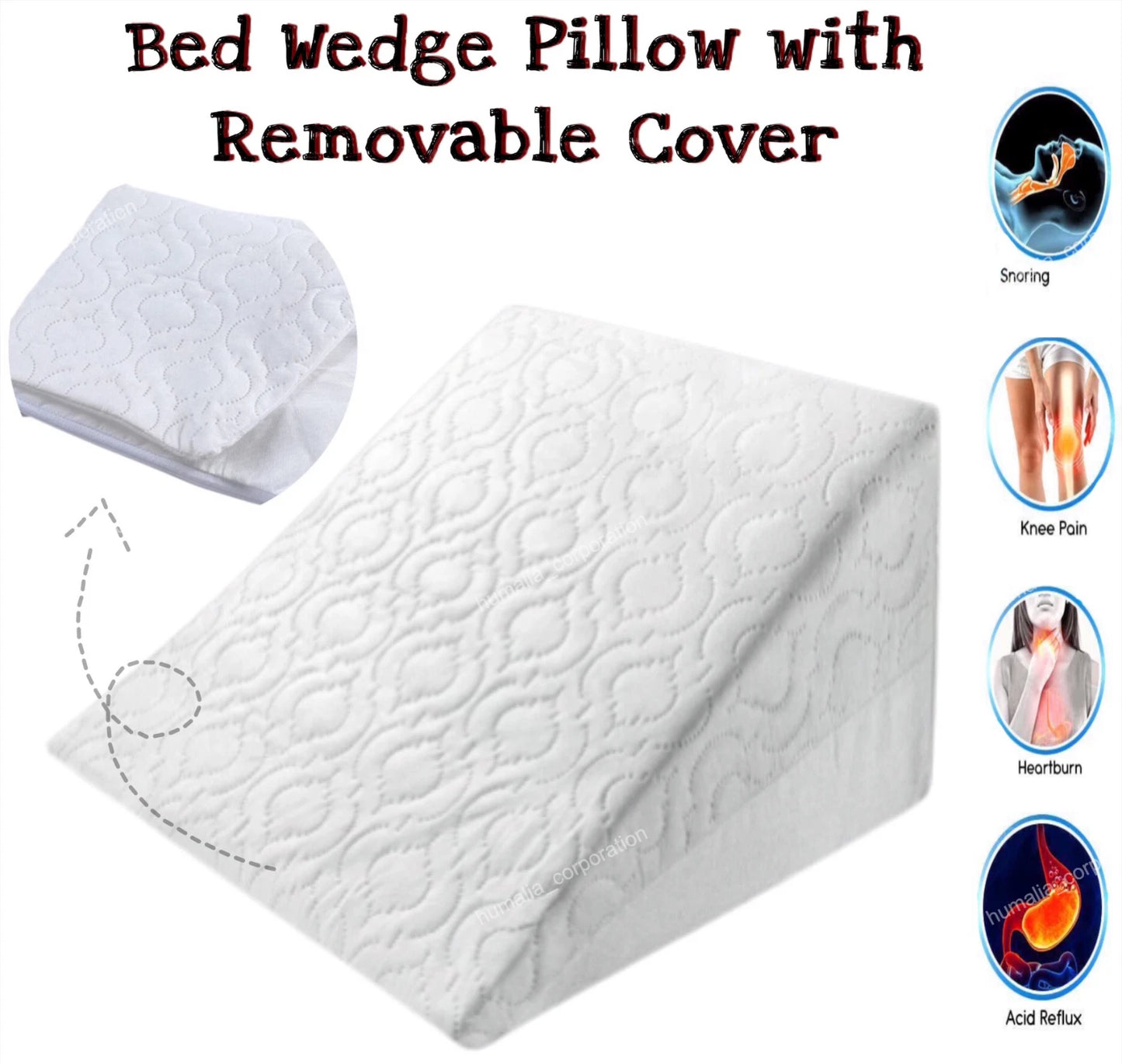 Wedge Pillow Bed Rest Cushion Acid Reflux Orthopaedic Back Leg Support UK Foam