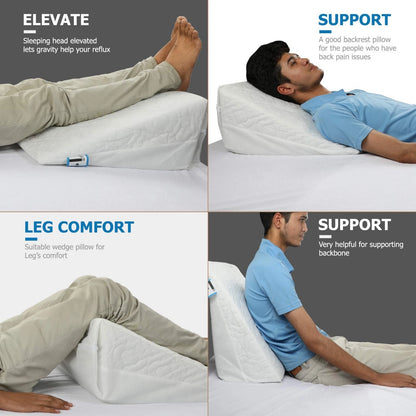 Wedge Pillow Acid Reflux Bed Rest Cushion Back & Leg Orthopaedic Support UK Foam