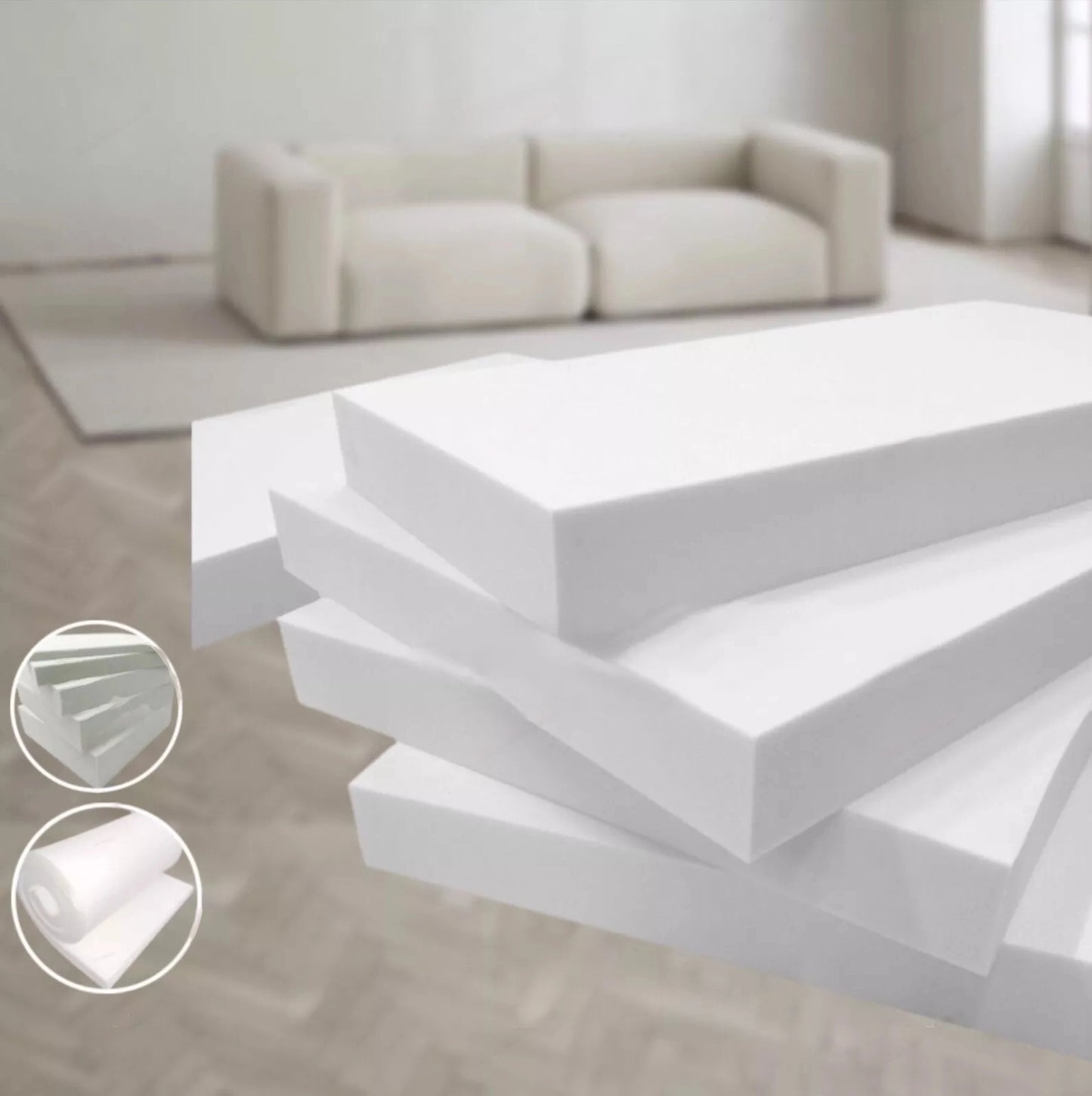 High Density Upholstery Foam Cushion Cut to Any size Replacement Sofa Bench Chair